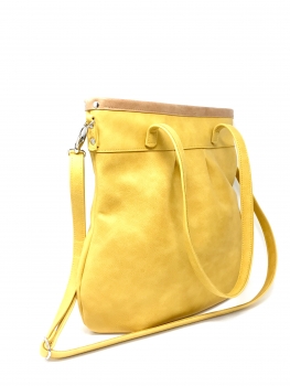 Grosse Ledertasche gelb Handtasche Damen Shelly Big "SAFRAN/CARAMELL"