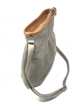 Ledertasche Damen Leder grau Handtasche Shelly PURE "STONE/BERNSTEIN"