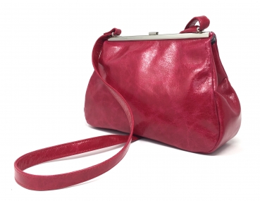Pinkfarbene Ledertasche, Handtasche mit Bügelverschluss "FUCHSIA"