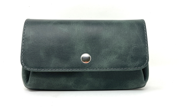 kaaberlin Portemonnaie Damen M (mittelgroß) - handgemachte Damen-Geldbörse aus Leder im Vintage-Stil - viele Fächer & groß (9,5 x 16 x 4 cm) (PINE- dunkelgrün)