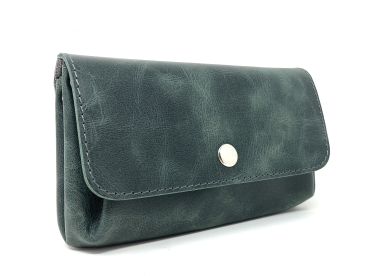 kaaberlin Portemonnaie Damen M (mittelgroß) - handgemachte Damen-Geldbörse aus Leder im Vintage-Stil - viele Fächer & groß (9,5 x 16 x 4 cm) (OLIVE dunkelgrün)