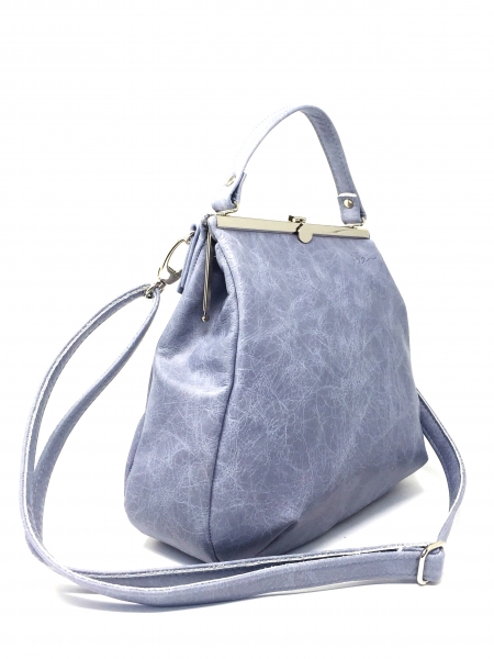 Blaue Ledertasche Damenhandtasche Klipper M+"BLUESKY"