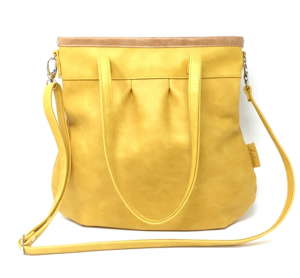 Grosse Ledertasche gelb Handtasche Damen Shelly Big "SAFRAN/CARAMELL"