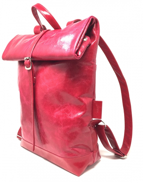 Pinkfarbener Rucksack aus Leder Weekender "FUCHSIA"