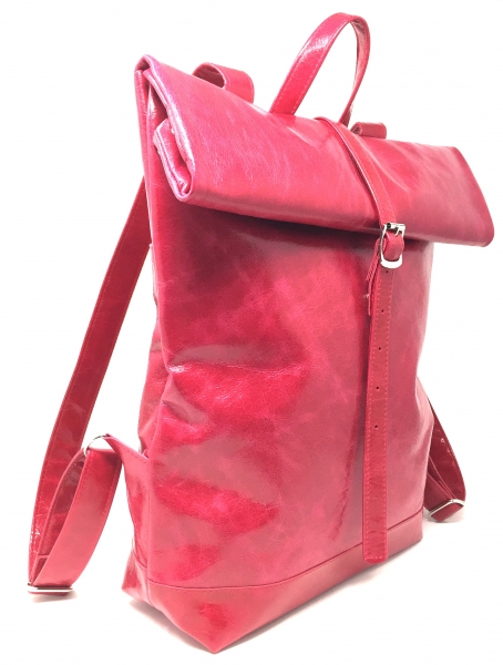 Pinkfarbener Rucksack aus Leder Weekender "FUCHSIA"