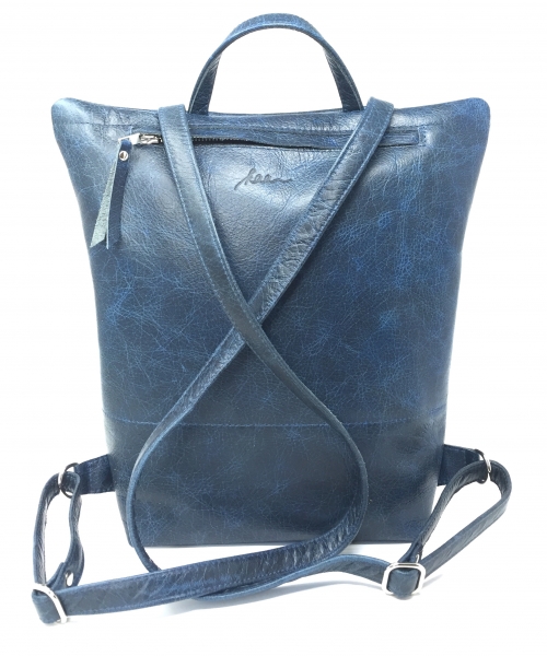 Blauer Rucksack M Backpack Leder "SAPHIR"