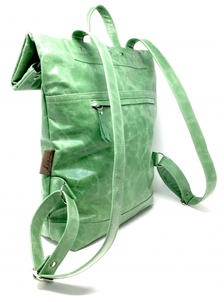 Grüner Rucksack aus Leder Weekender "JADE"