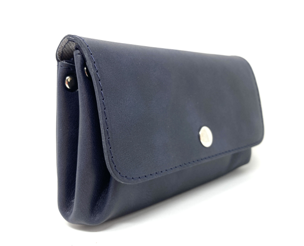 kaaberlin Portemonnaie Damen M (mittelgroß) - handgemachte Damen-Geldbörse aus Leder im Vintage-Stil - viele Fächer & groß (9,5 x 16 x 4 cm) (NIGHT dunkelblau)