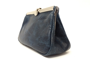 Kosmetiktasche Ledertasche blau Makeup Tasche "BLUESKY"