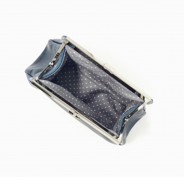 Preview: Blaue Kosmetiktasche Ledertasche klein Makeup "SAPHIR"