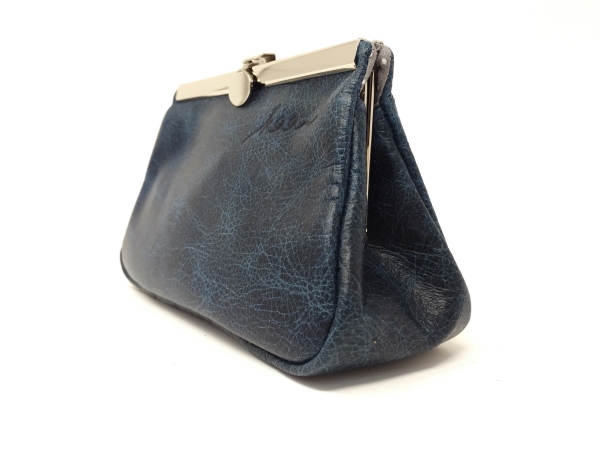 Kosmetiktasche Ledertasche blau Makeup Tasche "BLUESKY"