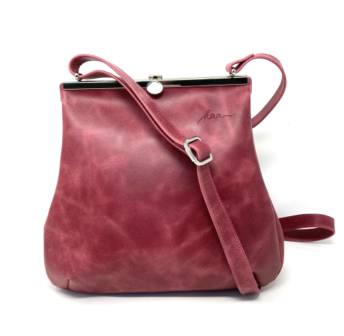 Ledertasche Handtasche Damen mit Bügelverschluss Klipper M  "BLUSH"